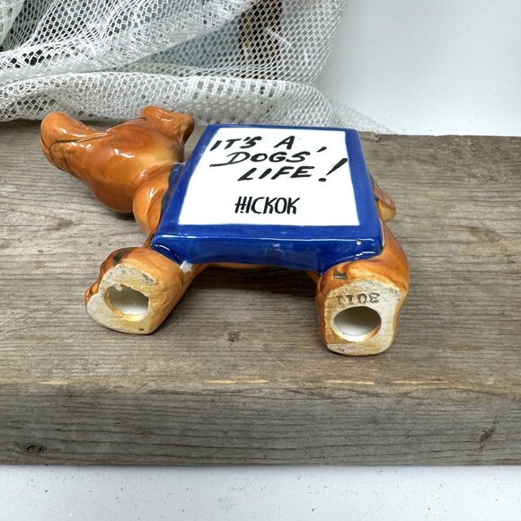 Vintage Hickok Ceramic Dog Figurine - It's A Dogs' Life! - Hand-Painted - Made I - Picture 6 of 7